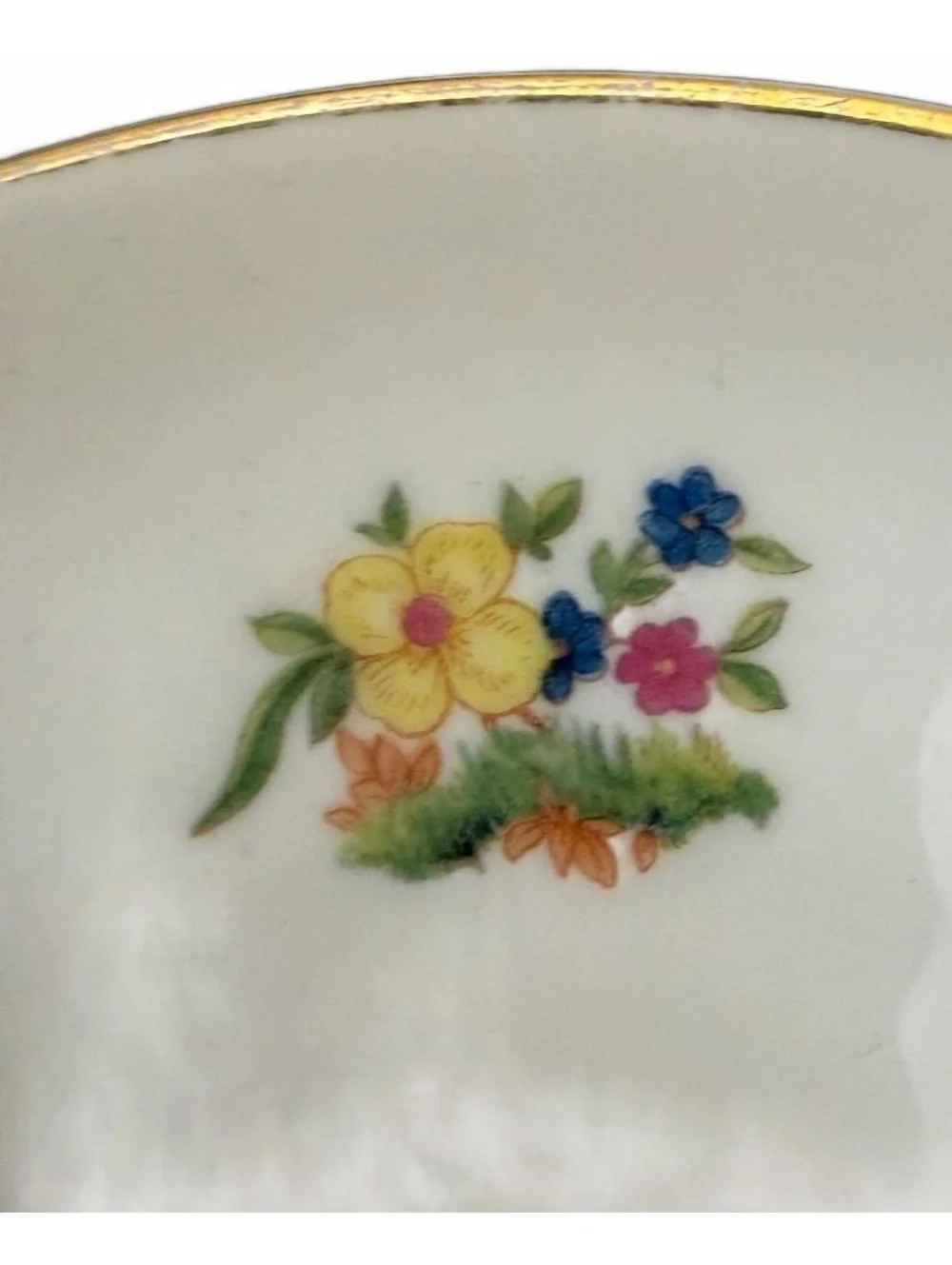Vintage Bohemia Eden Czechoslovakia Bird Floral Porcelain Saucer Gold Trim